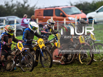 The start of a 500cc Upright heat during the ACU British Upright Championships in Gawsworth, Cheshire, on September 8, 2024. (