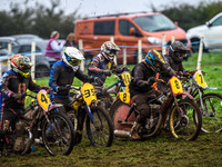 The start of a 500cc Upright heat during the ACU British Upright Championships in Gawsworth, Cheshire, on September 8, 2024. (