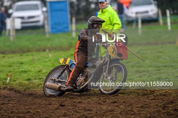 Jack Roberts (76) competes in the 500cc Upright Class during the ACU British Upright Championships in Woodhouse Lance, Gawsworth, Cheshire,...