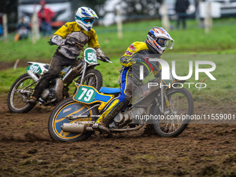 Rick Scarboro (79) leads David Knowles (501) in the 250cc Support Class during the ACU British Upright Championships in Gawsworth, Cheshire,...