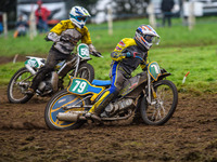 Rick Scarboro (79) leads David Knowles (501) in the 250cc Support Class during the ACU British Upright Championships in Gawsworth, Cheshire,...