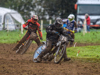 Charlie Hall (26) leads Adam Hawker (50) in the GT140 Support Class during the ACU British Upright Championships in Gawsworth, Cheshire, on...