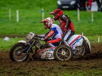 Nick Bull and Nathan Alder (500) compete in the 1000cc Sidecar Class during the ACU British Upright Championships in Gawsworth, Cheshire, on...