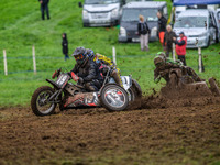 Andy Minard and Lewis Davis (19) compete in the 1000cc Sidecar Class during the ACU British Upright Championships in Gawsworth, Cheshire, on...