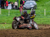 Andy Minard and Lewis Davis (19) compete in the 1000cc Sidecar Class during the ACU British Upright Championships in Gawsworth, Cheshire, on...