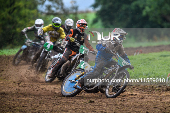 Simon Hammersley (47) leads the 250cc Upright Final during the ACU British Upright Championships in Gawsworth, Cheshire, on September 8, 202...