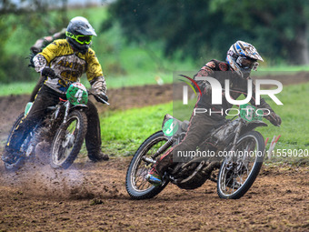 David James (9) leads Antony Worrall (4) in the Upright 250 Final during the ACU British Upright Championships at Woodhouse Lance, Gawsworth...