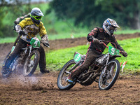 David James (9) leads Antony Worrall (4) in the Upright 250 Final during the ACU British Upright Championships at Woodhouse Lance, Gawsworth...