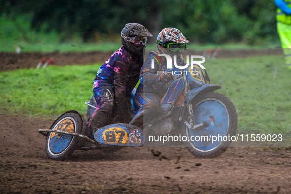 Richard Fred Jenner and Scott Gutteridge (87) are in action during the ACU British Upright Championships at Woodhouse Lance in Gawsworth, Ch...