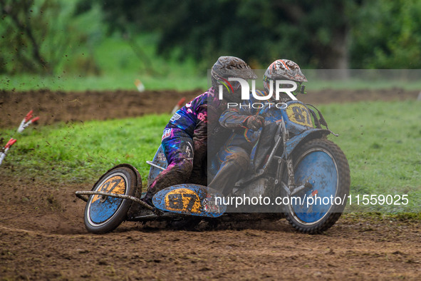 Richard Fred Jenner and Scott Gutteridge (87) are in action during the ACU British Upright Championships at Woodhouse Lance in Gawsworth, Ch...