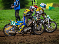 Rick Scarboro (79) leads stw501 in the 250cc Support Class Final during the ACU British Upright Championships in Gawsworth, Cheshire, on Sep...