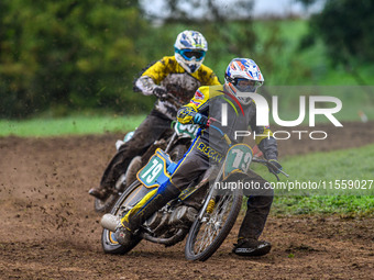 Rick Scarboro (79) leads stw501 in the 250cc Support Class Final during the ACU British Upright Championships in Gawsworth, Cheshire, on Sep...