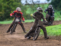 Ian Clark (54) leads Adam Hawker (50) in the GT140 Final during the ACU British Upright Championships in Gawsworth, Cheshire, on September 8...