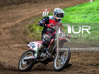 Jonathan Dowd (28) wins the Adult Motocross Support Class Final during the ACU British Upright Championships in Gawsworth, Cheshire, on Sept...