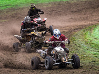 Dean Morford (3) leads Iestyn Rees (95) in the Quad Class Final during the ACU British Upright Championships in Gawsworth, Cheshire, on Sept...