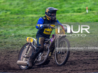 Tony Atkin (10) leads the Upright 500cc Final during the ACU British Upright Championships in Gawsworth, Cheshire, on September 8, 2024. (