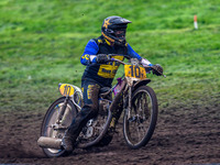 Tony Atkin (10) leads the Upright 500cc Final during the ACU British Upright Championships in Gawsworth, Cheshire, on September 8, 2024. (