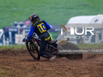 Tony Atkin (10) leads the Upright 500cc Final during the ACU British Upright Championships in Gawsworth, Cheshire, on September 8, 2024. (