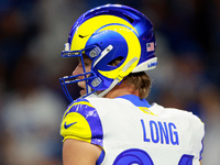 DETROIT,MICHIGAN-SEPTEMBER 9: Tight end Hunter Long (84) of the Los Angeles Rams looks down the field ahead of a game between the Detroit Li...