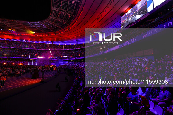 A general view inside the Stade de France during the closing ceremony on day eleven of the Paris 2024 Summer Paralympic Games at Stade de Fr...