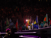 Flag bearers parade with their national flags during the closing ceremony on day eleven of the Paris 2024 Summer Paralympic Games at Stade d...