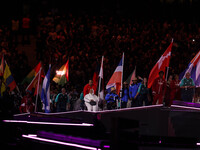 Flag bearers parade with their national flags during the closing ceremony on day eleven of the Paris 2024 Summer Paralympic Games at Stade d...