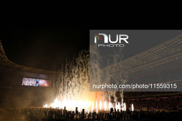 Fireworks explode at Stade de France during the closing ceremony of the Paris 2024 Summer Paralympic Games in Paris, France, on September 8,...