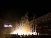 Fireworks explode at Stade de France during the closing ceremony of the Paris 2024 Summer Paralympic Games in Paris, France, on September 8,...