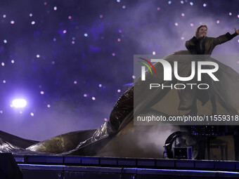 French singer Santa performs during the Paris 2024 Paralympic Games Closing Ceremony on day eleven of the Paris 2024 Summer Paralympic Games...