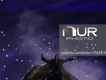 French singer Santa performs during the Paris 2024 Paralympic Games Closing Ceremony on day eleven of the Paris 2024 Summer Paralympic Games...