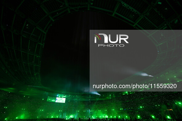 Fireworks explode at Stade de France during the closing ceremony of the Paris 2024 Summer Paralympic Games in Paris, France, on September 8,...