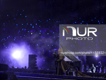 French singer Santa performs during the Paris 2024 Paralympic Games Closing Ceremony on day eleven of the Paris 2024 Summer Paralympic Games...