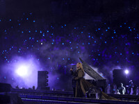 French singer Santa performs during the Paris 2024 Paralympic Games Closing Ceremony on day eleven of the Paris 2024 Summer Paralympic Games...