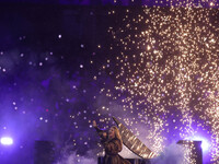 French singer Santa performs during the Paris 2024 Paralympic Games Closing Ceremony on day eleven of the Paris 2024 Summer Paralympic Games...