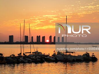 The view of Tangdao Bay under the sunrise in Qingdao, China, on September 9, 2024. (