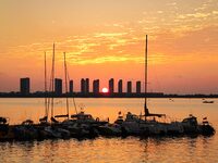 The view of Tangdao Bay under the sunrise in Qingdao, China, on September 9, 2024. (