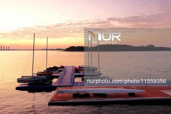 The view of Tangdao Bay under the sunrise in Qingdao, China, on September 9, 2024. 