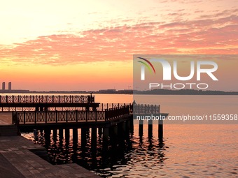 The view of Tangdao Bay under the sunrise in Qingdao, China, on September 9, 2024. (