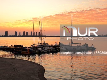 The view of Tangdao Bay under the sunrise in Qingdao, China, on September 9, 2024. (