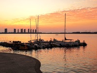 The view of Tangdao Bay under the sunrise in Qingdao, China, on September 9, 2024. (