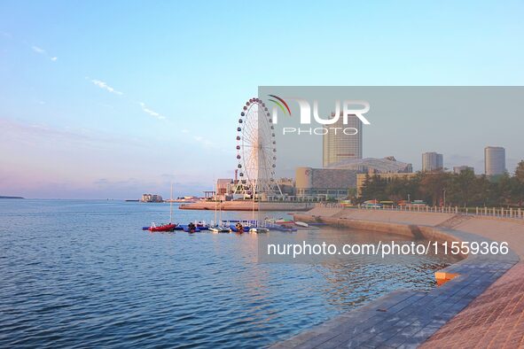 The view of Tangdao Bay under the sunrise in Qingdao, China, on September 9, 2024. 