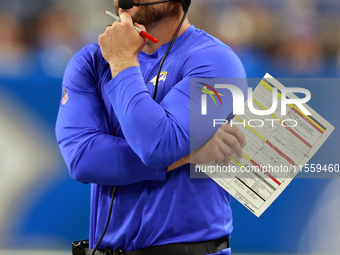 DETROIT,MICHIGAN-SEPTEMBER 8:  Los 
Angeles Rams head coach Sean McVay looks on from the sidelines during a game between the Detroit Lions a...