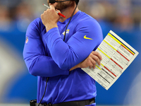 DETROIT,MICHIGAN-SEPTEMBER 8:  Los 
Angeles Rams head coach Sean McVay looks on from the sidelines during a game between the Detroit Lions a...