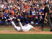 Pete Alonso #20 of the New York Mets scores from second base during the sixth inning of the baseball game against the Cincinnati Reds at Cit...