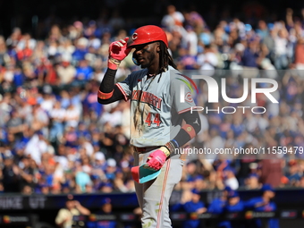 Cincinnati Reds' Elly De La Cruz #44 stands at home plate after striking out during the eighth inning of the baseball game against the New Y...