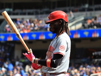 Cincinnati Reds Elly De La Cruz #44 bats during the sixth inning of the baseball game against the New York Mets at Citi Field in Corona, New...