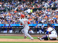 Cincinnati Reds' Jake Fraley #27 bats during the seventh inning of the baseball game against the New York Mets at Citi Field in Corona, New...