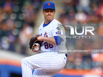 New York Mets relief pitcher Phil Maton #88 throws during the ninth inning of the baseball game against the Cincinnati Reds at Citi Field in...