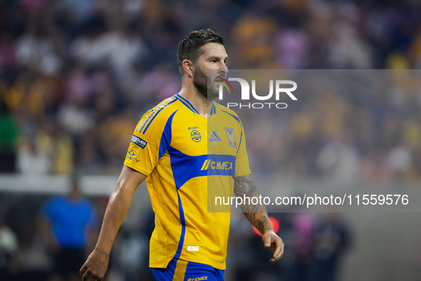 Tigres player Andre-Pierre Gignac (10) during a Leagues Cup match between Inter Miami and Tigres at NRG Stadium in Houston, Texas, on August...