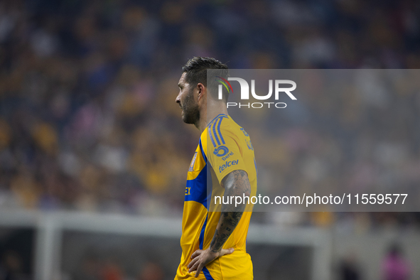 Tigres player Andre-Pierre Gignac (10) during a Leagues Cup match between Inter Miami and Tigres at NRG Stadium in Houston, Texas, on August...